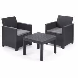 Set da giardino Keter "Emma balcony" con 2 poltrone e tavolo, color grafite - KeterSet da esterno composto da due comode polt ...