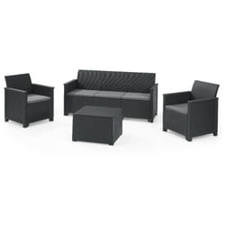 Keter Set 2 Poltrone + Divano 3 posti + Tavolino contenitore EMMA LOUNGE Grafite