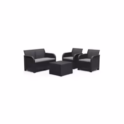 Set da Giardino Set da Giardino Divano 2 Poltrone e Tavolino in Resina Keter Rosalie Lounge Antracite Trasforma il tuo patio, ...