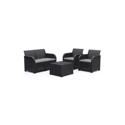 Les Tendances - Set da Giardino Divano 2 Poltrone e Tavolino in Resina Keter Rosalie Lounge Antracite