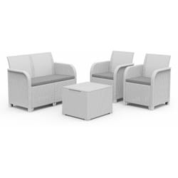 Set da Giardino Divano 2 Poltrone e Tavolino in Resina Keter Rosalie Lounge Bianco