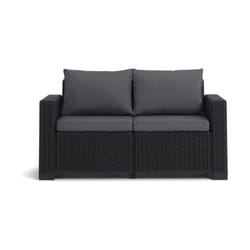 California sofa 2 seater con cuscini seduta/schienale - 141x68x71,5h - Round Wicker 6 mm - Grafite Keter