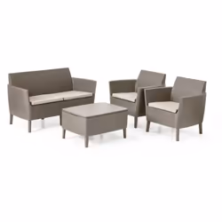 Set da giardino "Salemo Lounge" con 2 poltrone, divano 2 posti e tavolino, colore cappuccino - KeterSet da giardino composto ...