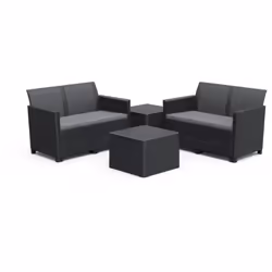Set da giardino "Claire Lounge" con 2 divani a 2 posti e tavolo, colore grafite - Keter Set da esterno composto da due ampi d ...