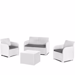 Set da giardino "Rosalie Lounge" con due poltrone, divano 2 posti e tavolino colore bianco - KeterIl salottino da esterno è u ...