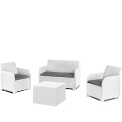 Set da giardino 'rosalie lounge' con due poltrone, divano 2 posti e tavolino colore bianco Keter