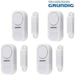 Grundig - Set 4 pezzi Sistema allarme per Porte e Finestre con Interruttore 90 dB