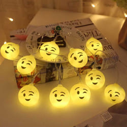 Grundig - Catena Luminosa Emoji 10 led Emoticon Occhiolino Lunghezza 120cm a Batteria