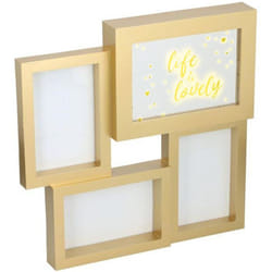 Grundig - Cornice Portafoto con 3 Porta Foto 10x15cm e Specchio Scritta Luminosa Luce led