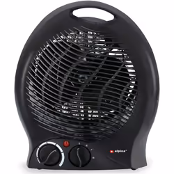 Questo termoventilatore nero di Alpina può essere posizionato ovunque. Soffia sia aria calda che fredda. Posizionalo sulla sc ...