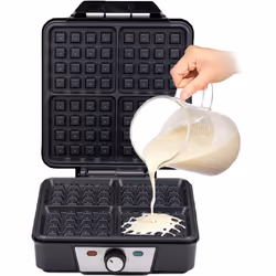 Prepara waffle per tutta la famiglia con questa piastra per waffle che ti permette di preparare fino a 4 waffle contemporanea ...