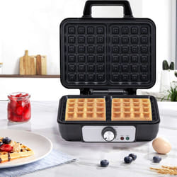 Alpina - Piastra per Waffle Cialde Manici Termici Rivestimento Antiaderente Potenza 1000W