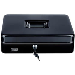 Black&decker - Cassetta Portavalori Nera a 4 Scomparti con Raccoglitore di Monete con 2 Chiavi