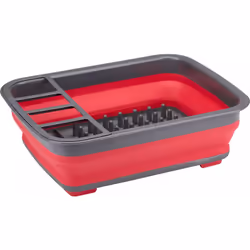 Scolapiatti pieghevole di DIRT DEVIL, realizzato in plastica e silicone con uno scomparto separato per posate.I fori sul fond ...
