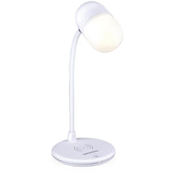 Grundig - Lampada de scrivania led 3 en 1 - Charger de telefono wireless tecnologia Qi - Speaker Bluetooth - Luce de lettura - White