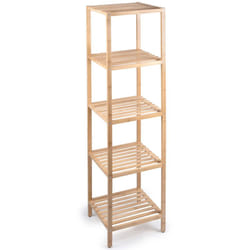 Alpina - Scaffale a Colonna da Bagno 5 Ripiani Legno Bambù Armadio Organizer 32x33x141cm