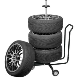 Carpoint - Cavalletto Mobile Pneumatici con Copertura in Alluminio Nero