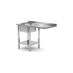 Hendi - Tavolo con lavello, vano lavastoviglie e ripiano, Il lavello integrato (aisi 304) misura: 400x400x(H)250mm, sinistro, piedini regolabili,