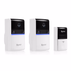 Byron DBY-23415 Set campanello wireless B415, Nero, Bianco, 80 dB, Casa, Ufficio, IP44, 10 pz, 2 pz