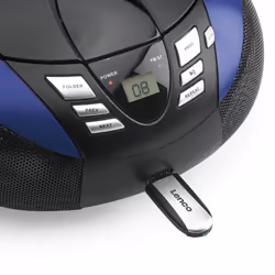 Lenco SCD-37 Digitale FM Nero, Blu Riproduzione MP3