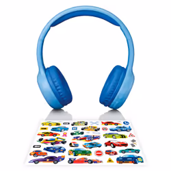 Lenco HPB-110 Kids Kopfhörer BT blau 85DB Limite akku stickers, Con cavo e senza cavo, 130 g, Auricolare, Blu