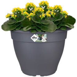 Elho - Vaso per fiori Torino portafiori rotondo sottovaso contenitore per piante vere da esterni plastica riciclata indoor antracite 7 Liter (de)
