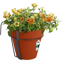 Elho - Fioriera da Balcone Incl. Supporto Metallico Plastica Riciclata Sistema di Scolo & Raccolta dell´Acqua Vaso Rettangolare/Rotondo per Ringhiere