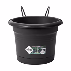 elho 8711904344900 vaso da fiori Nero Metallo, Plastica