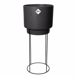 elho 8711904352196 vaso da fiori Nero Metallo, Plastica