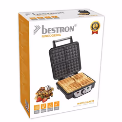Bestron ASW281 piastra per waffle 4 waffle 1100 W Nero, Acciaio inox