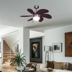 Bestron - Ventilatore a soffitto con interruttore a tirare ventilatore avanti e indietro ventilatore a soffitto, legno marrone scuro, titanio, presa