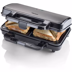 Bestron XL macchina per sandwich, tostapane con rivestimento antiaderente per 2 sandwich, incl. controllo automatico della te ...