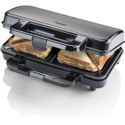 Bestron - xl macchina per sandwich, tostapane con rivestimento antiaderente per 2 sandwich, incl. controllo automatico della temperatura e indicatore