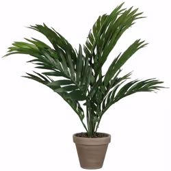 Palma gialla o areca in pvc con vaso grigio d11,5cm-h45xd60cm