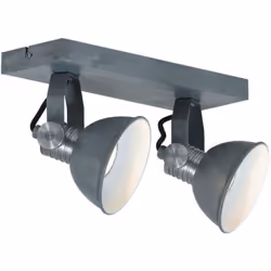 Scopri il robusto faretti da soffitto o parete a 2 luci grigio della serie Brooklyn. Questo faretti industriale è regolabile ...
