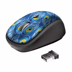 Trust Yvi, Ambidestro, Ottico, RF Wireless, 1600 DPI, Multicolore