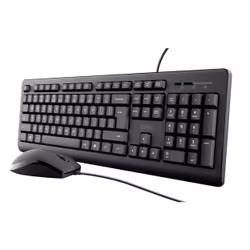 Trust Primo, Cablato, USB, Interruttore a chiave a membrana, QWERTY, Nero, Mouse incluso