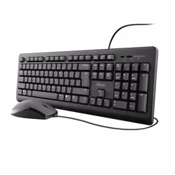 Trust Primo, Full-size (100%), Cablato, USB, Interruttore a chiave a membrana, Nero, Mouse incluso