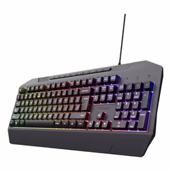 Trust GXT 836 Evocx, Cablato, USB, Interruttore a chiave a membrana, QWERTY, LED RGB, Nero