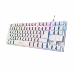 Trust GXT 833W Thado, Cablato, USB, Interruttore a chiave a membrana, QWERTY, LED RGB, Bianco