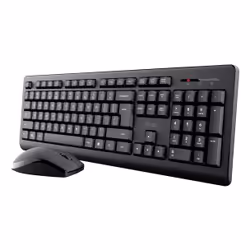 Trust Primo, Wireless, RF Wireless, Interruttore a chiave a membrana, QWERTZ, Nero, Mouse incluso