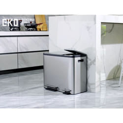 Pattumiera a Pedale EcoCasa 30 L+15 l Argento Opaco EKO