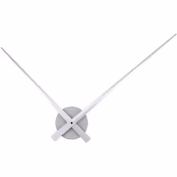 Orologio da muro Little Big Time con movimento centrale e lancette in alluminio colore argento.