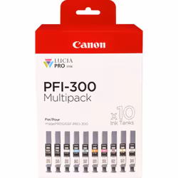 Canon PFI-300, Nero, Blu, Ciano, Grigio, Magenta, Nero per foto, Magenta per foto, Rosso, Giallo, 10 pz, Confezione multipla