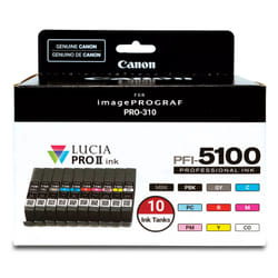 Canon PFI-5100 Multipack cartuccia d'inchiostro 10 pz Originale Resa standard Ciano, Nero opaco, Nero