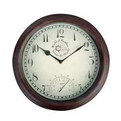 Esschert Design Gartenuhr, Parete, Orologio al quarzo, Rotondo, Marrone, Plastica, Classico