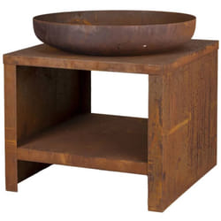 Esschert Design - Braciere con Spazio per Deposito Legna 62 cm Ruggine