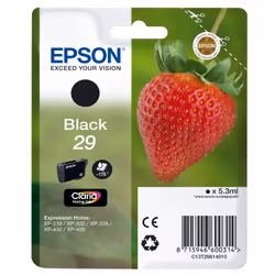 Epson Strawberry 29 K, Resa standard, Nero, Inchiostro a base di pigmento, 5,3 ml, 1 pz, 175 pagine