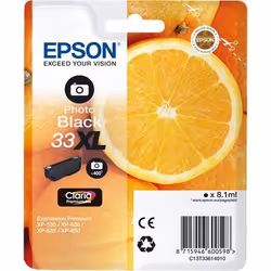 Epson Oranges 33XL PHBK, Resa elevata (XL), Nero per foto, Inchiostro colorato, 8,1 ml, 1 pz, 400 pagine