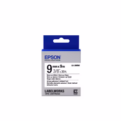 Epson Nastro fondo Bianco per testo Nero, altamente adesivo 9/9 LK-3WBW, Nero su bianco, Giappone, Epson LabelWorks, 9 mm, 9 ...